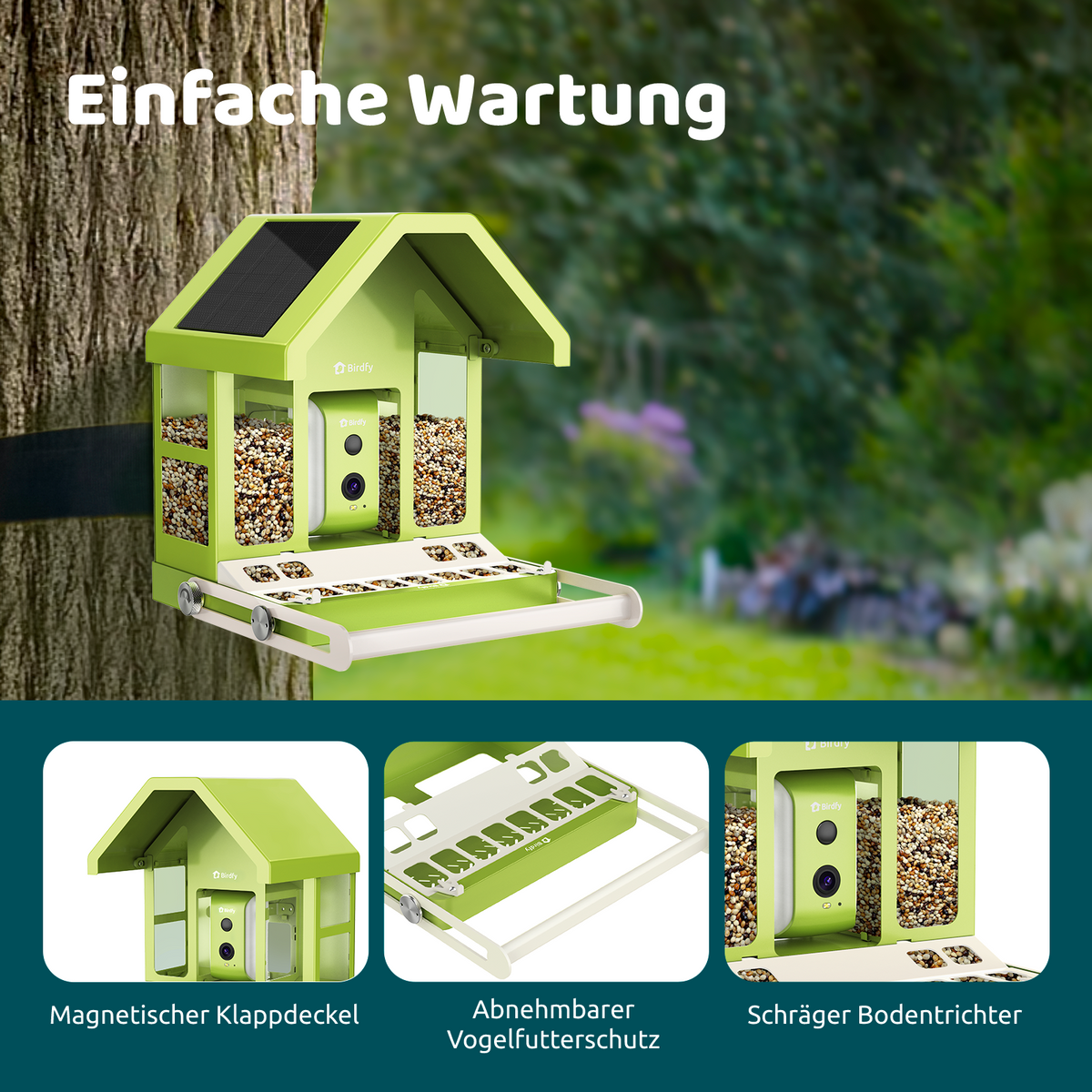 Smart Bird Feeder Kamera Mit Badewanne – 3-in-1 Vogelfutterstation, AI-Erkennung, IP65