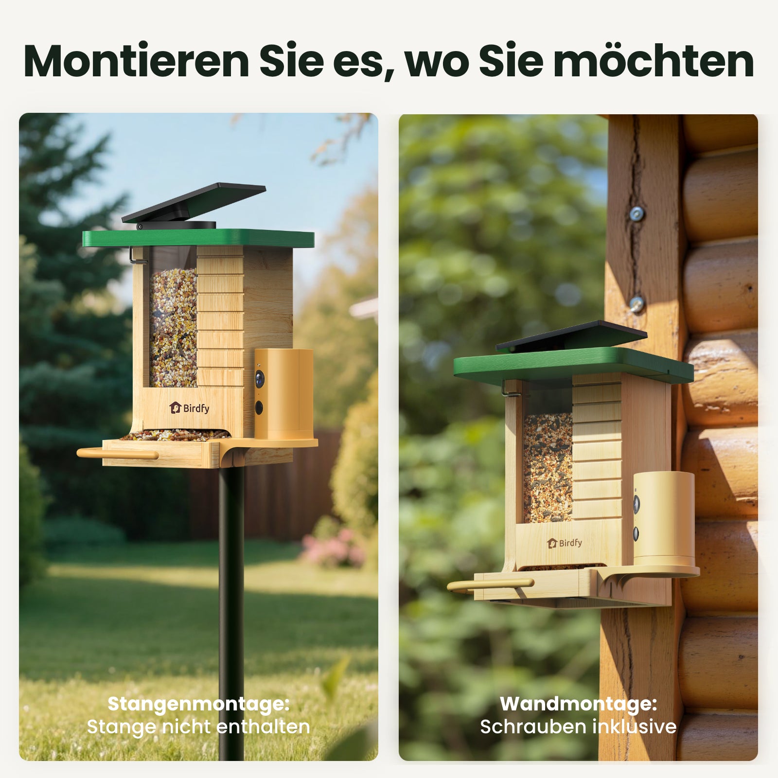 Birdfy Feeder Wood – Holziger Smart-Fütterer mit Kamera