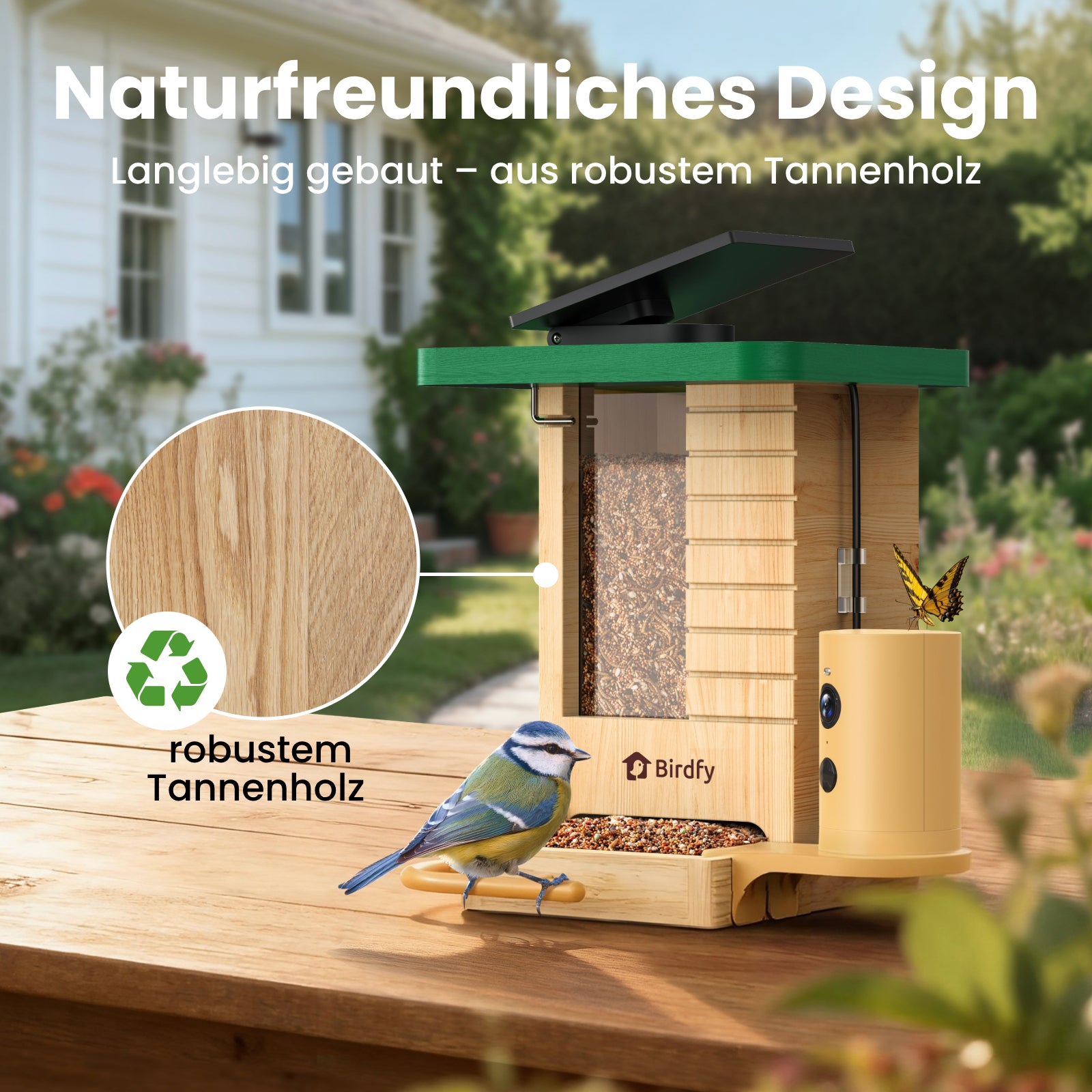 Birdfy Feeder Wood – Holziger Smart-Fütterer mit Kamera
