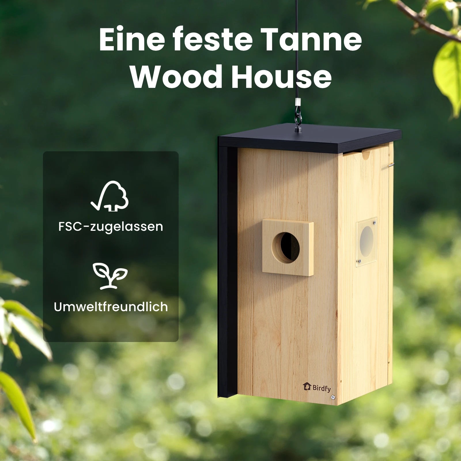 Birdfy Nest - Holzernes Smart-Vogelhaus mit Kamera