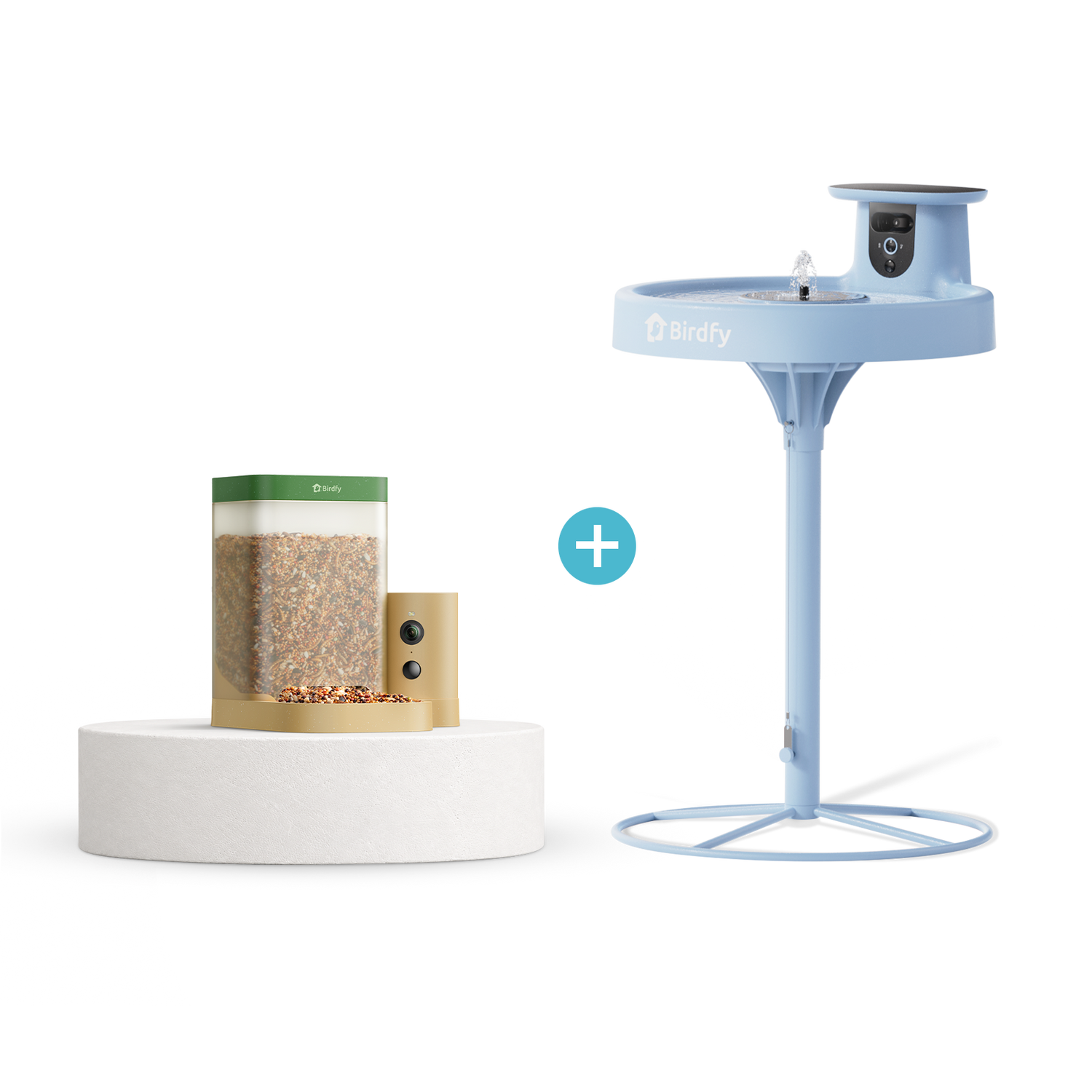 Birdfy Feeder Rookie + Birdfy Bath Pro with Stand Bundle